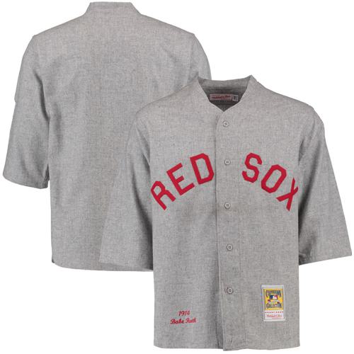 Mitchell And Ness 1914 Red Sox #3 Babe Ruth Grey Throwback Stitched MLB Jersey